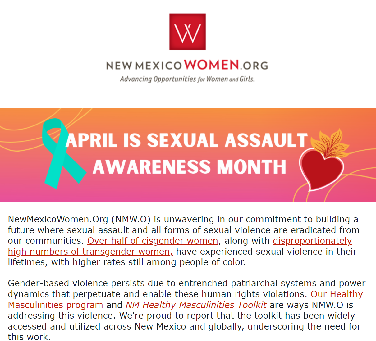 Healthy Masculinities Grants & Sexual Assault Awareness Month