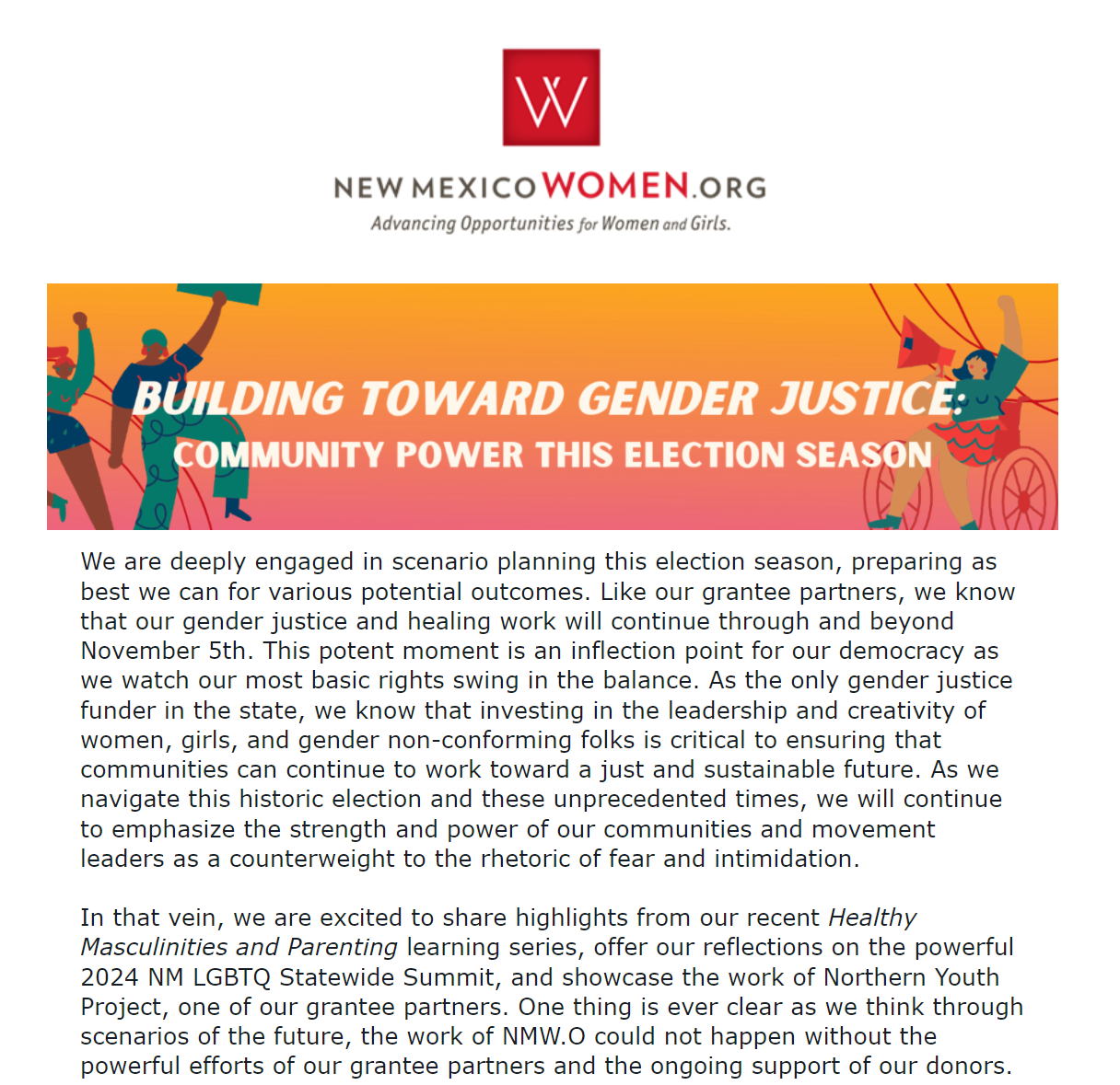 August Newsletter: Building Toward Gender Justice